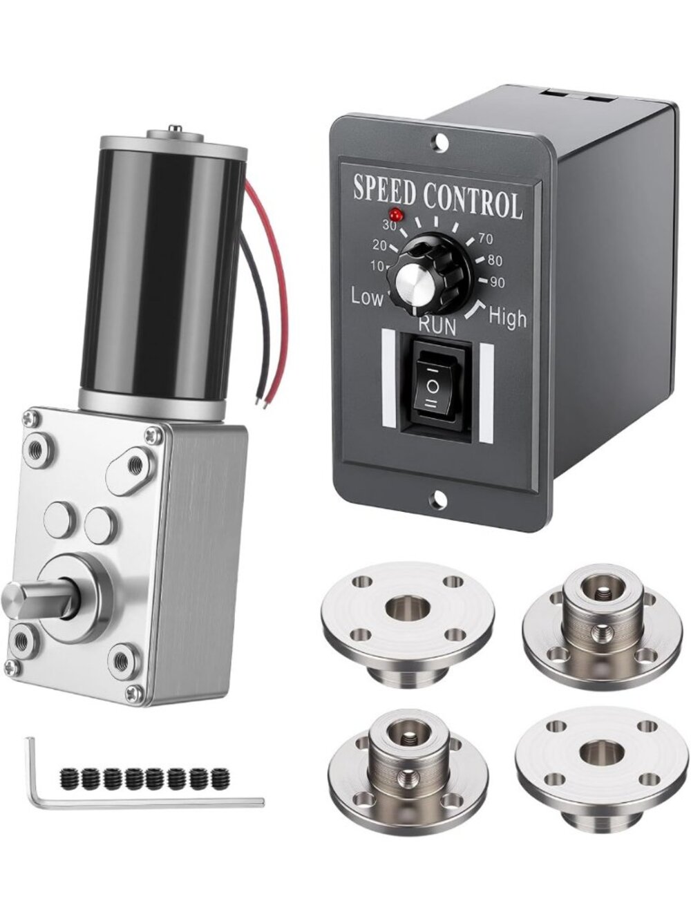12V DC Worm Gear Motor Kit - 6 Pieces, High Torque, PWM Speed Controller for DIY